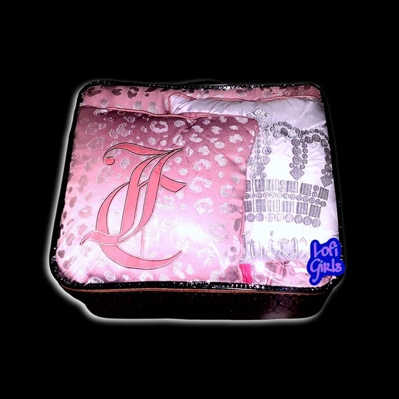 Juicy Couture Rosé Collection Jacquard Baby Pink Leopard Goth Crown 5 pc Bed Set - Picture 7 of 10